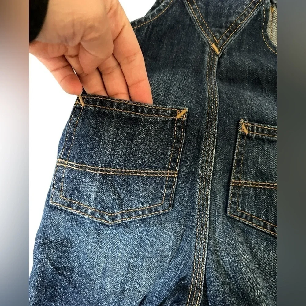 6-12 months overalls baby Gap dungarees jean shorts w/frayed ends 5 pockets